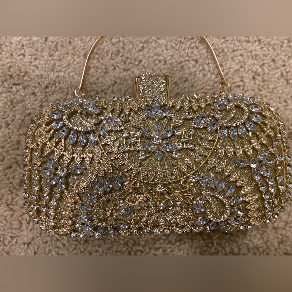 Rhinestone Clutch Gold & Silver Clutch brand new in box